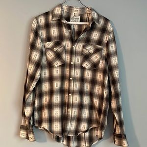Lucky Brand plaid snap front long sleeve shirt